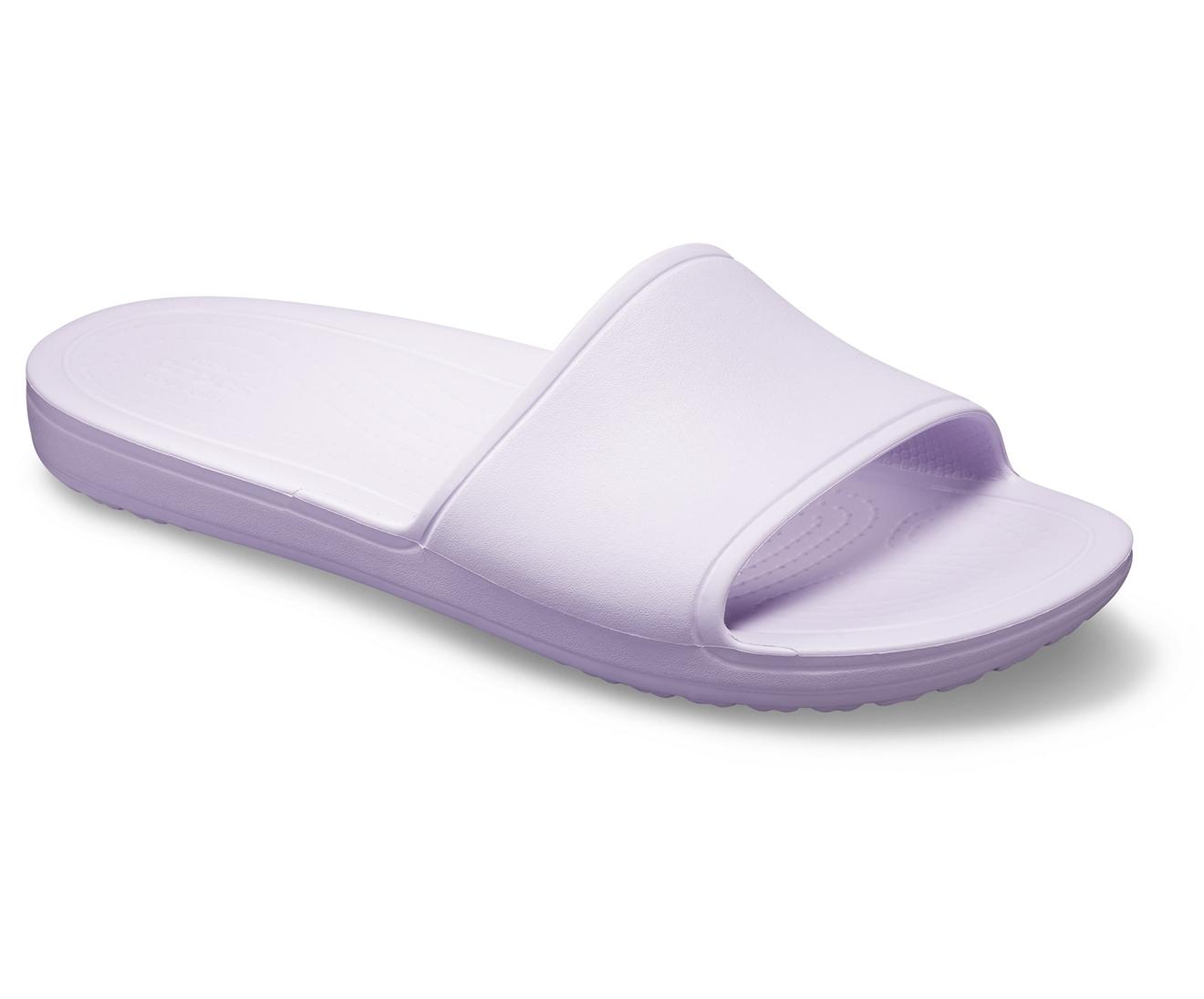 purple croc slides