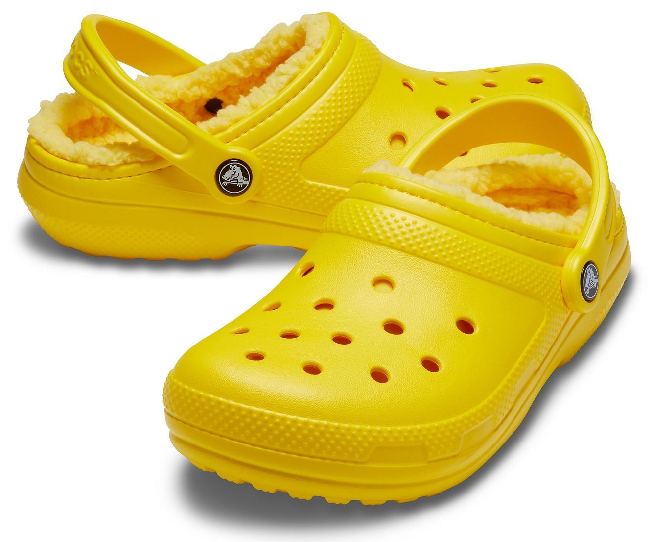yellow fur crocs