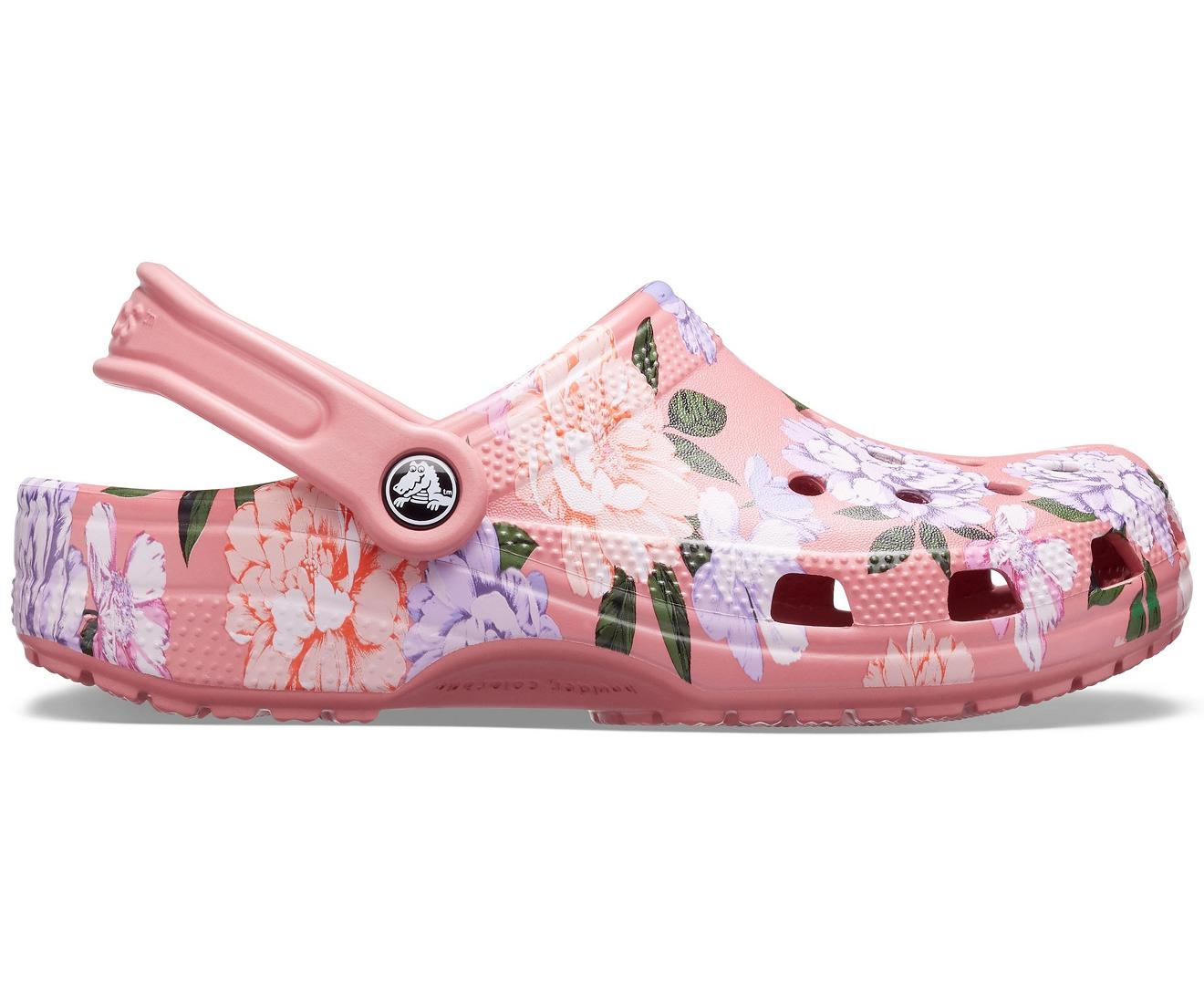 pink crocs with flowers