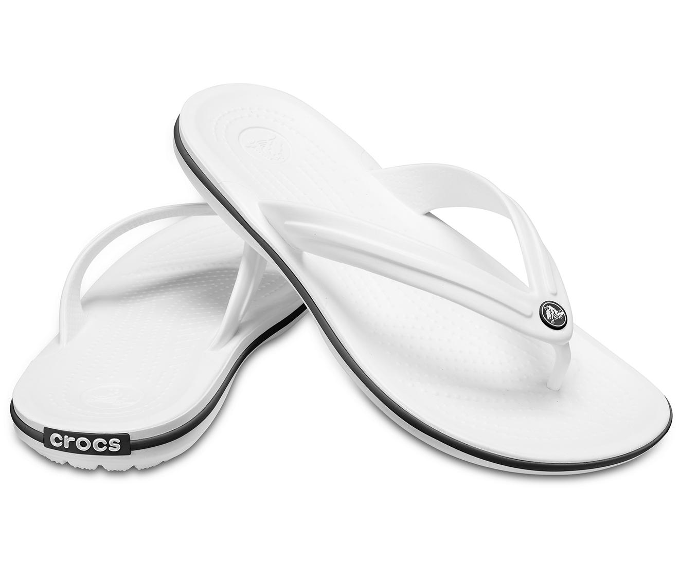 white flip flop crocs