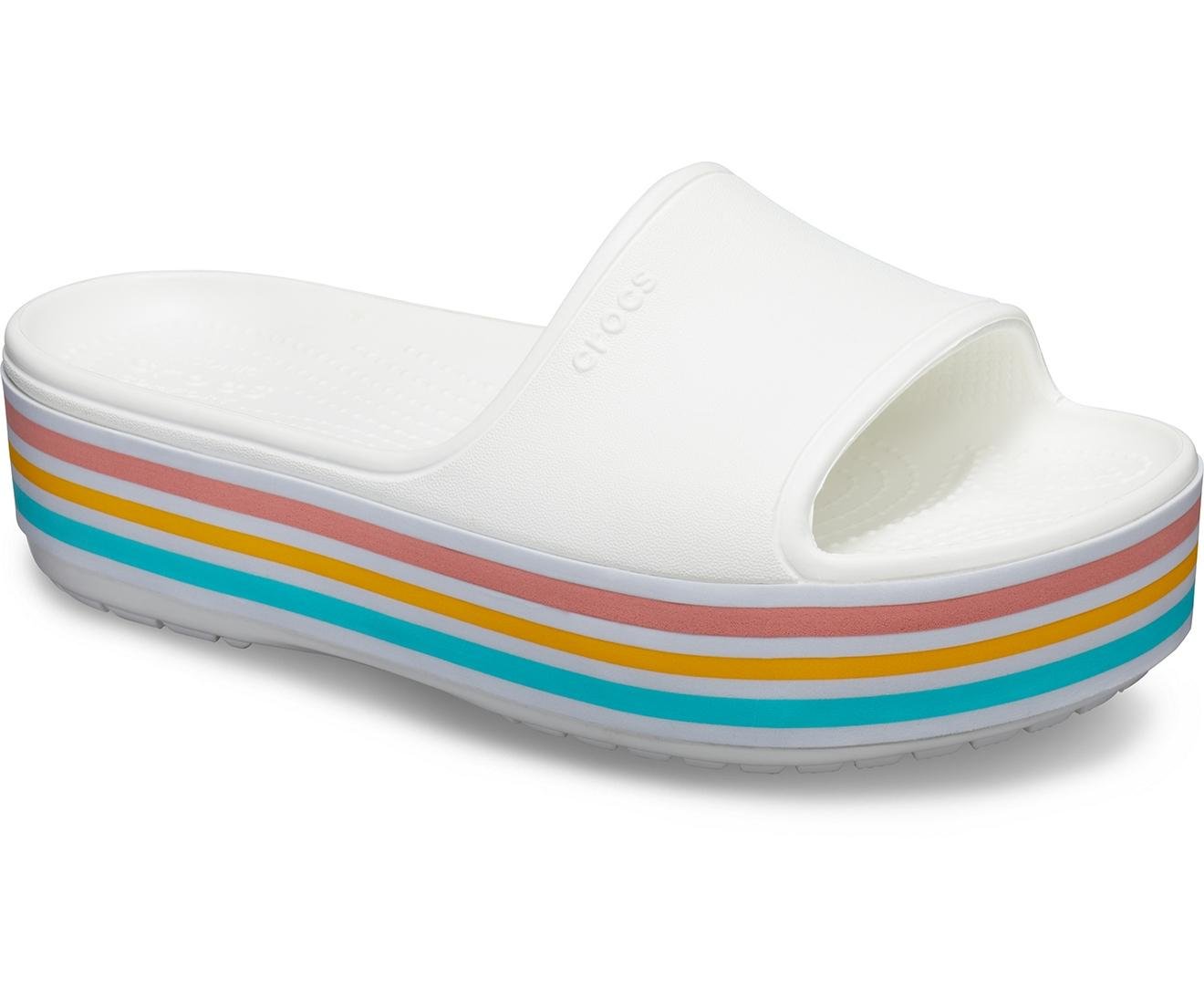 Crocs™ Synthetic Crocband Platform Slide Womens Slip On Sandals in White |  Lyst