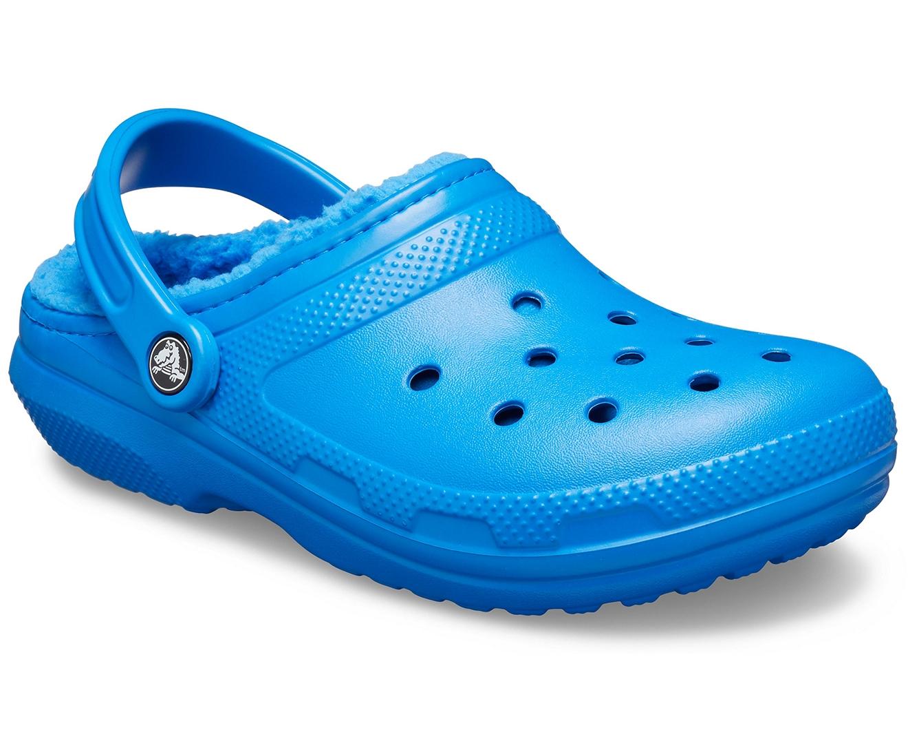 royal blue crocs with fur