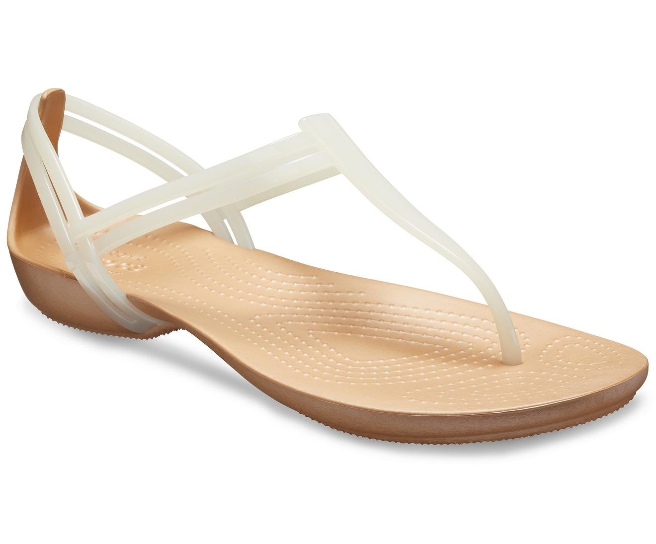 Crocs™ Isabella T-strap Sandal in Oyster/Gold (Metallic) | Lyst