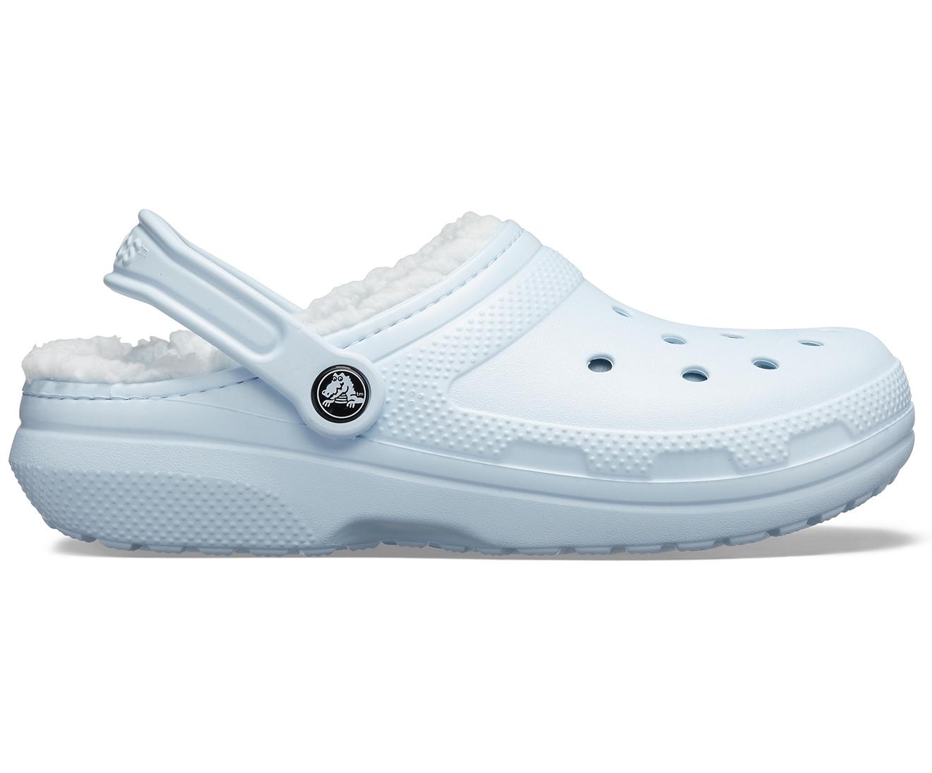 mineral blue lined crocs