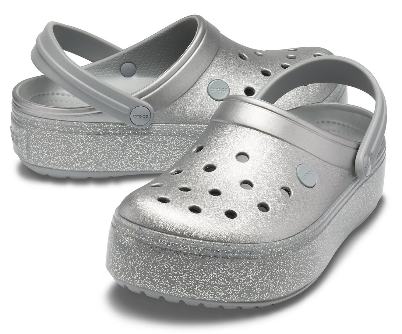 Crocs™ Metallic Silver Crocband Platform Metallic Clog | Lyst