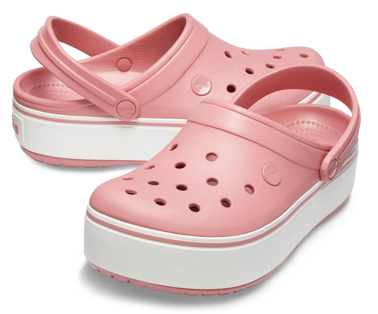 platform pink crocs