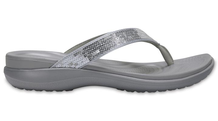 Crocs™ Capri W Flip Flop, Silver, 5 M Us Metallic | Lyst