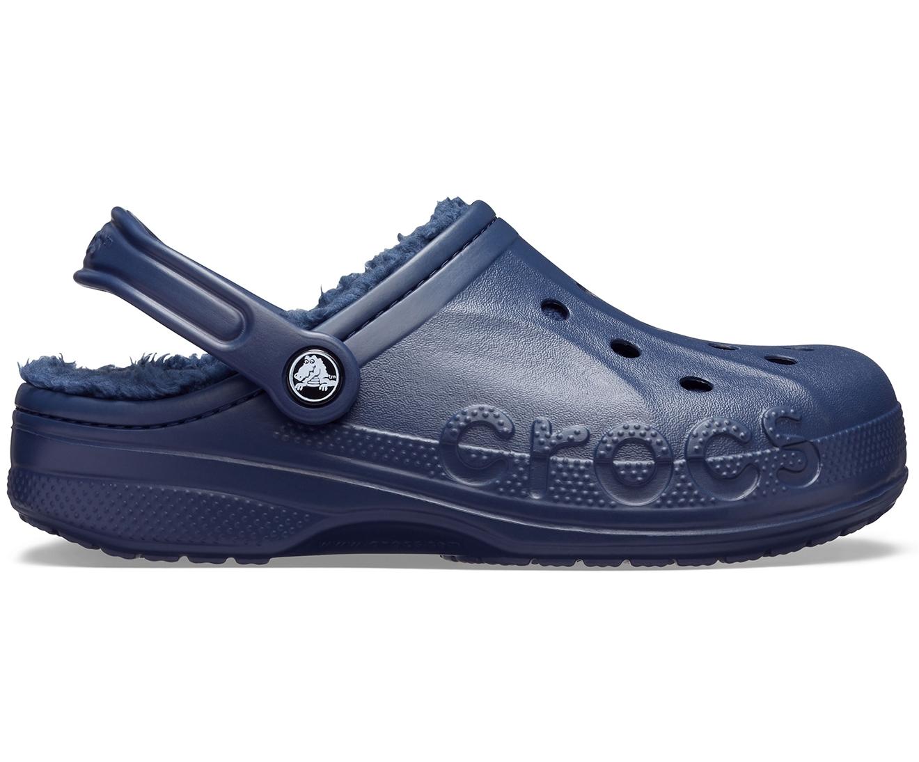Navy blue lined crocs Clearance