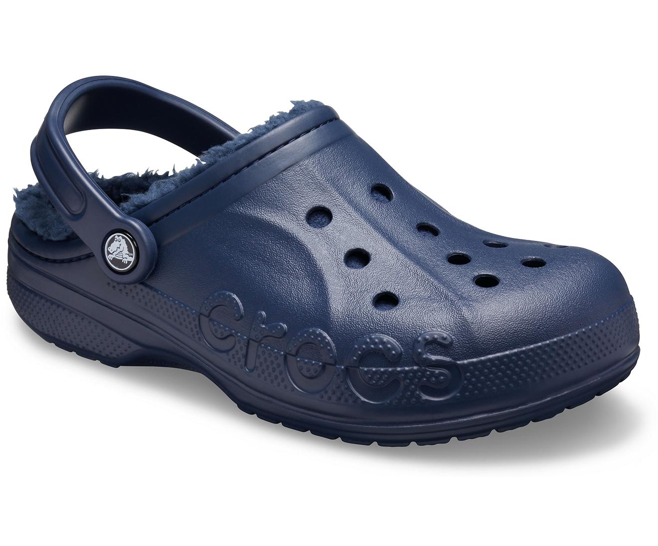 Navy blue lined crocs Clearance