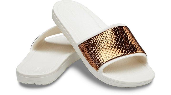 women's crocs sloane metallic texture slide