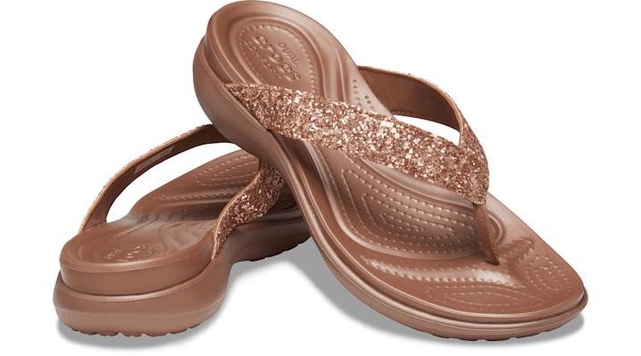 Crocs™ Capri V Glitter Flip in Brown