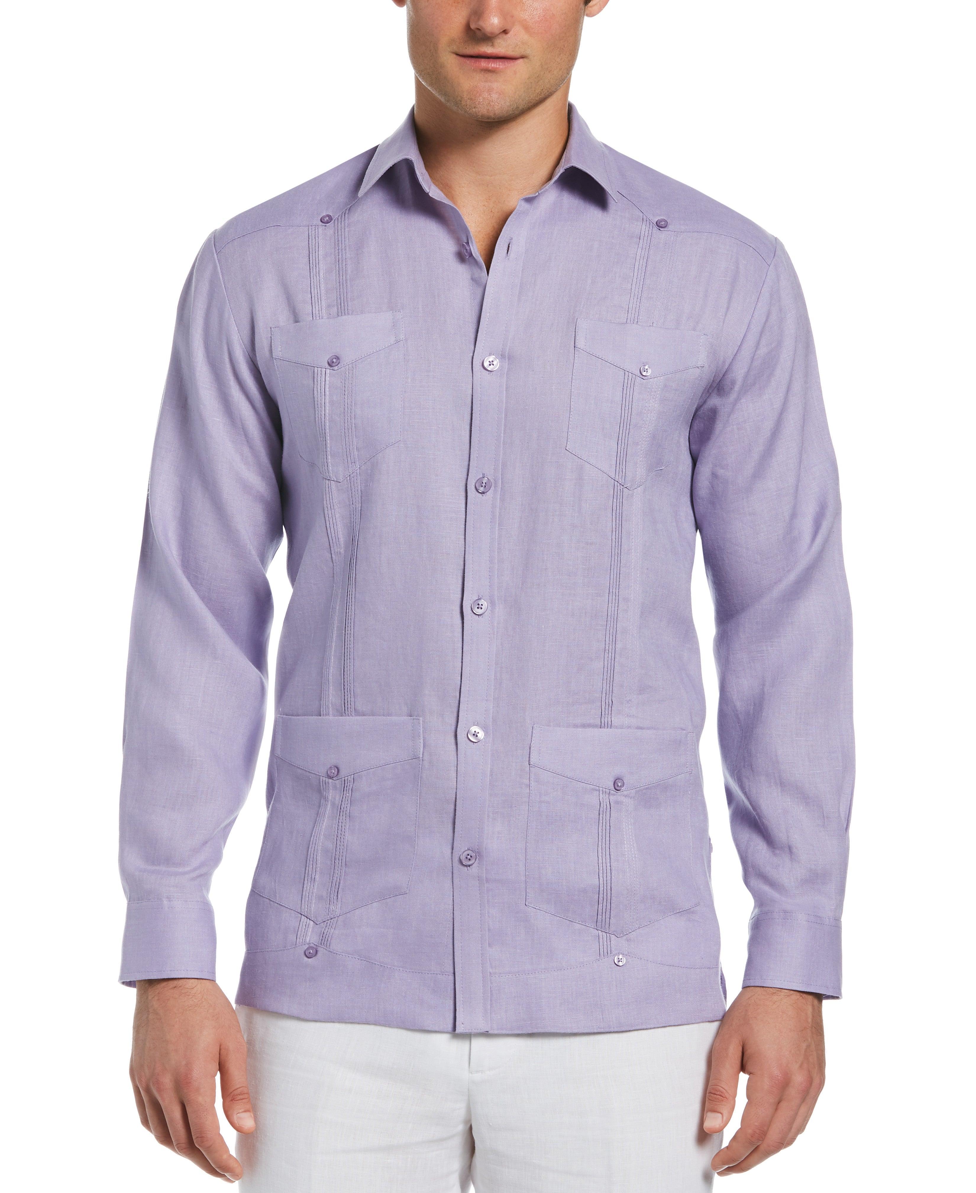 Cubavera 100% Linen Classic Guayabera Shirt - Long Sleeve in Purple | Lyst