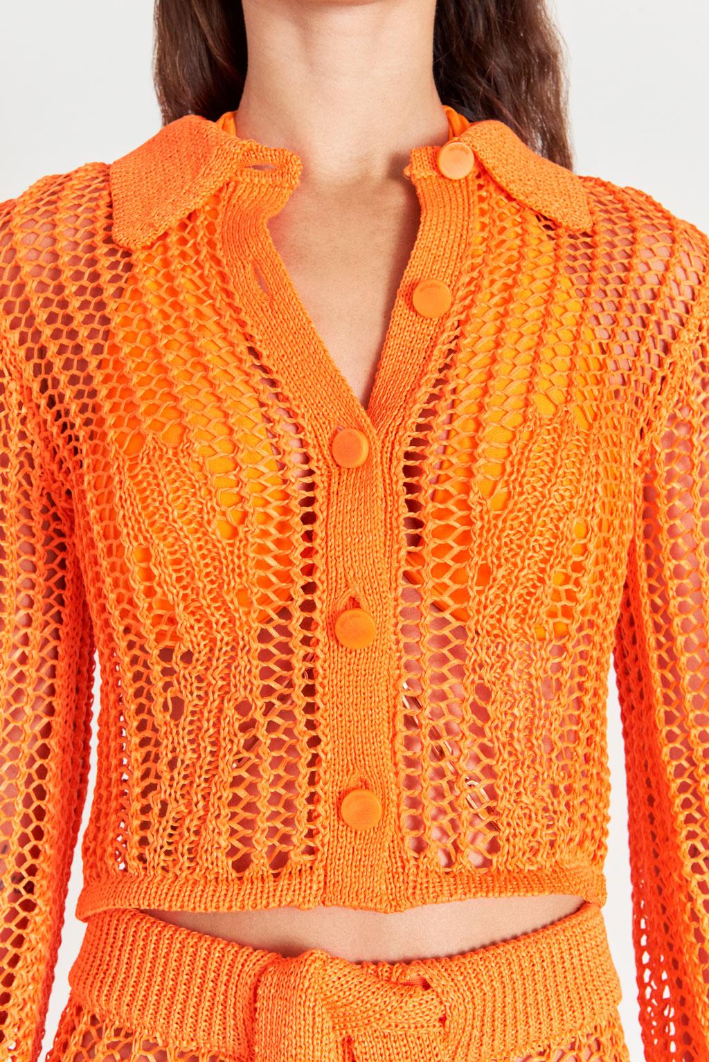 Cult Gaia Velma Crochet Top in Orange Lyst