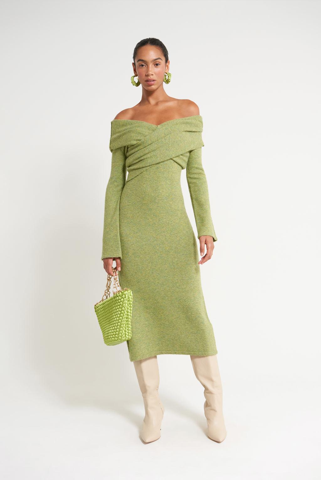 Cult Gaia Wool Zennie Knit Dress in Green | Lyst