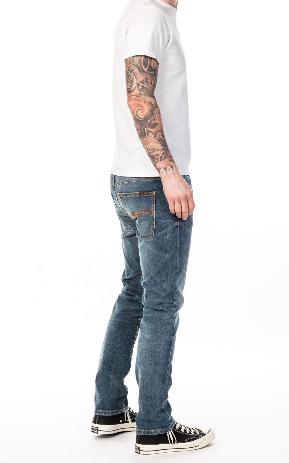 Nudie Jeans Cotton Grim Tim Worn Blue 