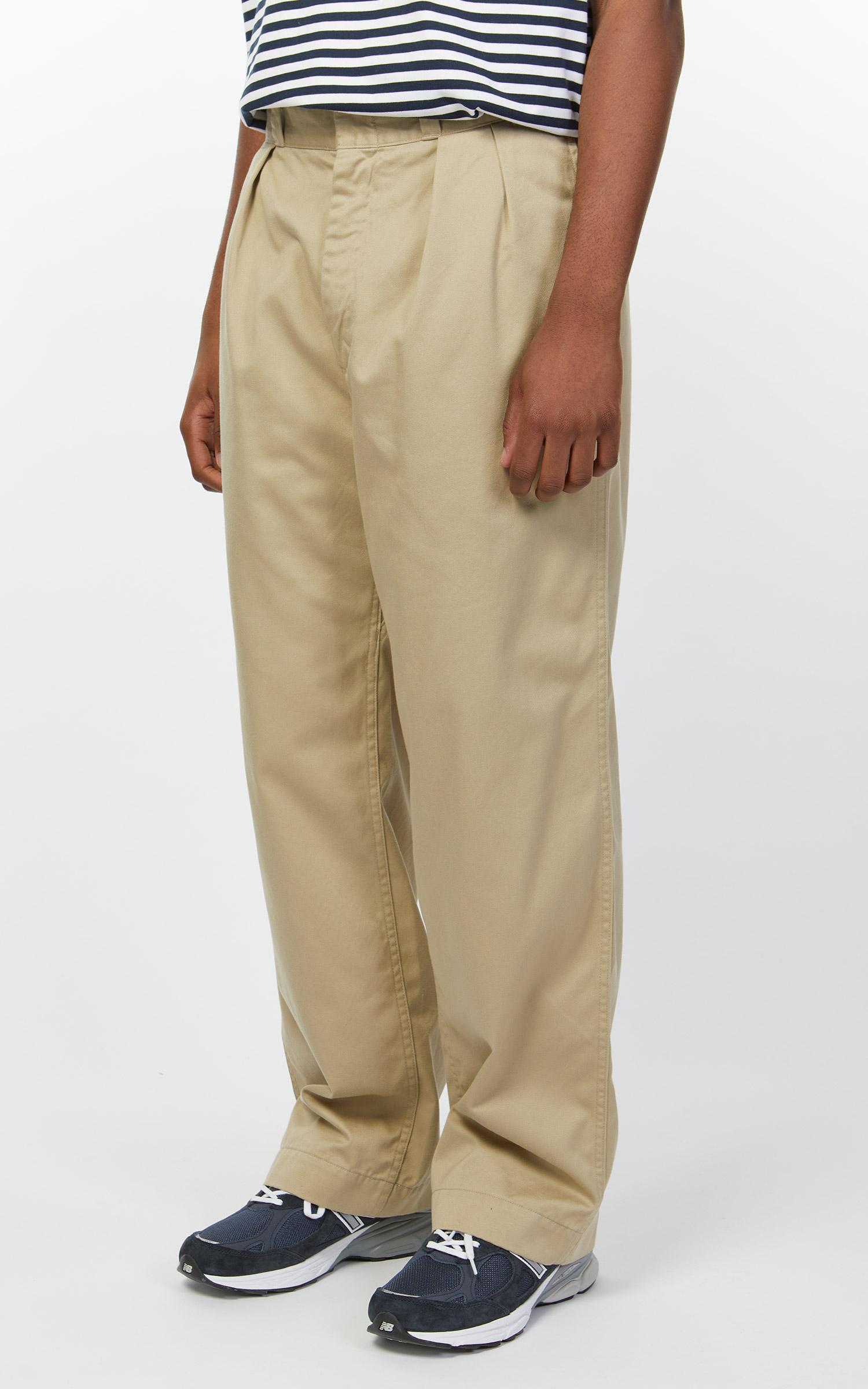 Double Pleat Wide Chino Pants Khaki 