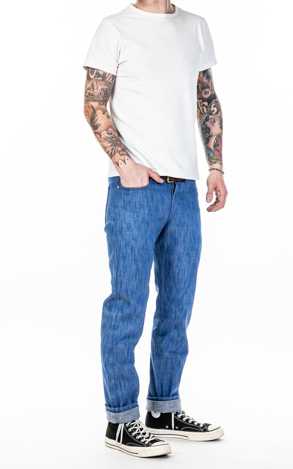 Naked & Famous Mens Easy Guy Blue Storm Slub Jeans Naked & Famous Mens Easy Guy Blue Storm Slub Jeans
