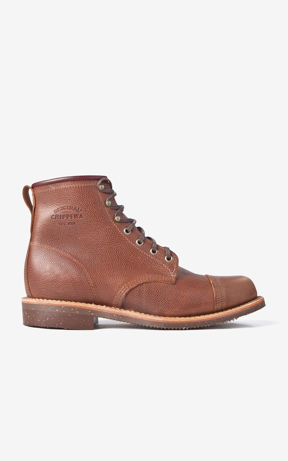 Chippewa Boots Leather Chippewa Homestead Boots Toe Cap Brown Pebbled ...