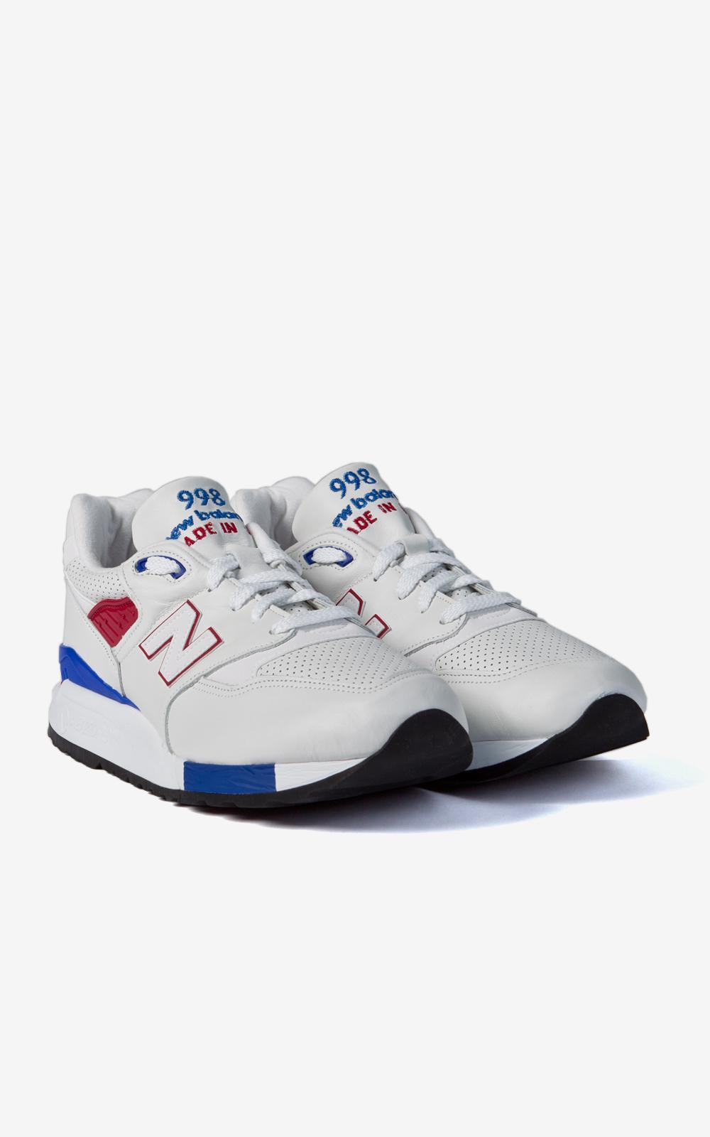 New Balance Leather M998 Dmon White/blue/red for Men | Lyst