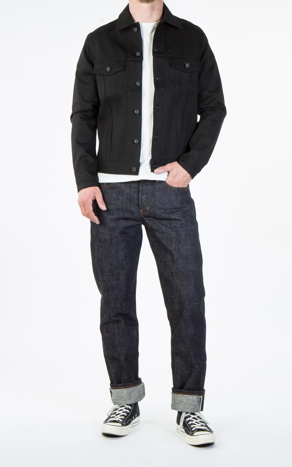 naked and famous black denim jacket