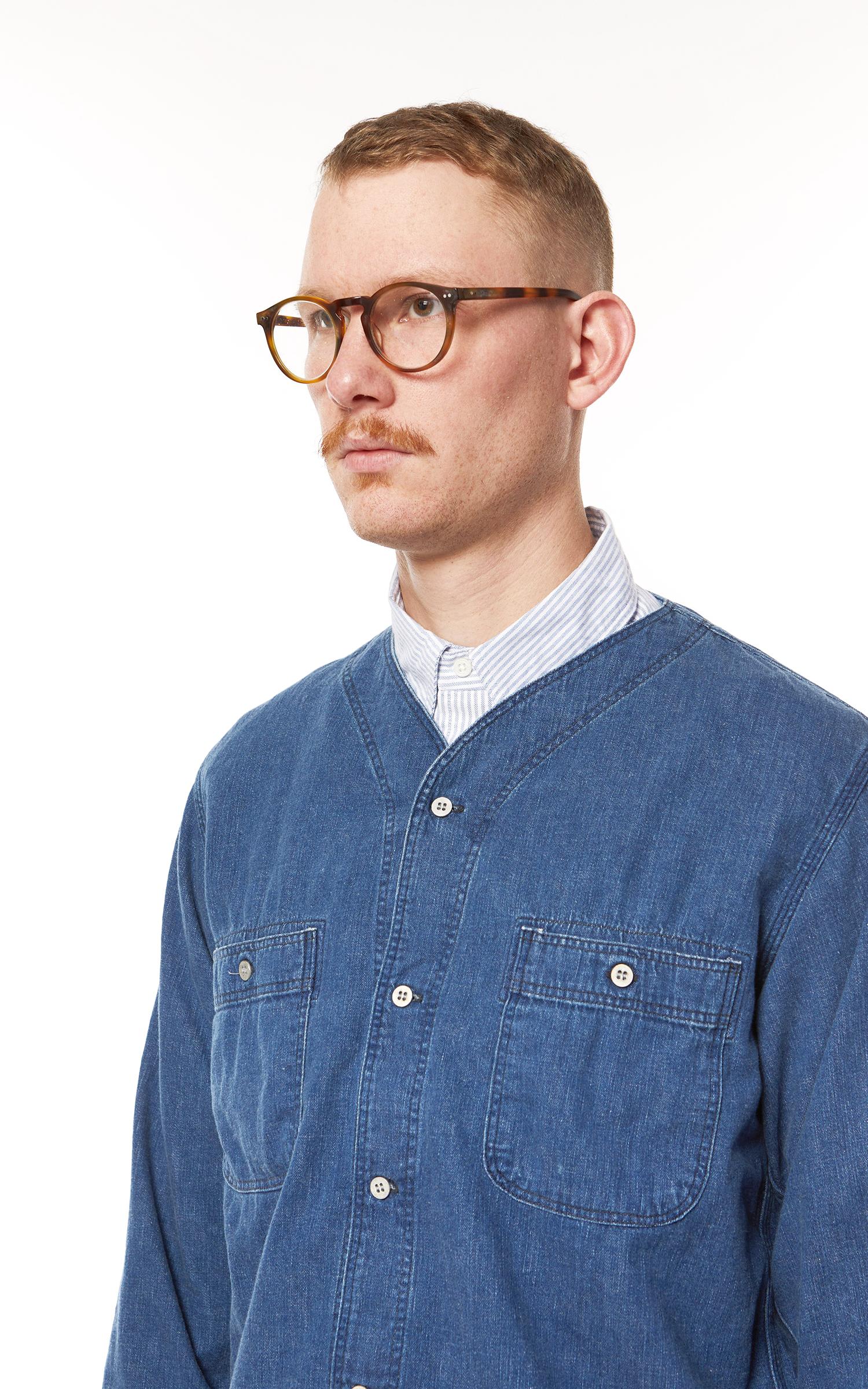 Orslow No Collar Denim Shirt Indigo in 