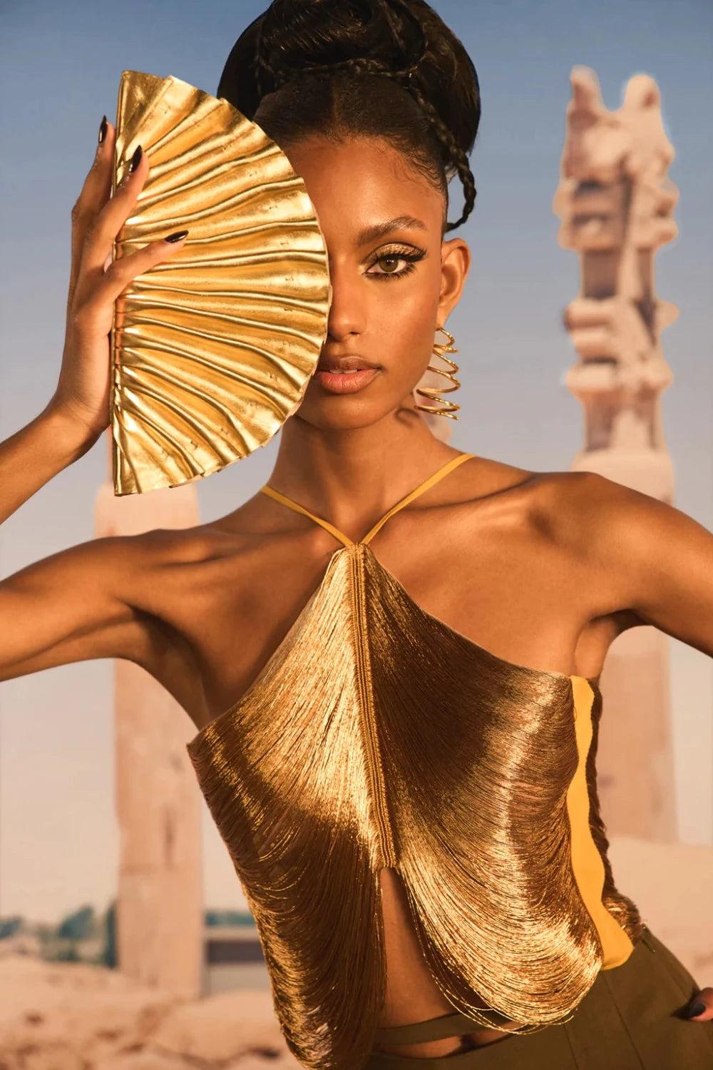 Cult Gaia Synthetic Quella Top in Gold (Metallic) Lyst