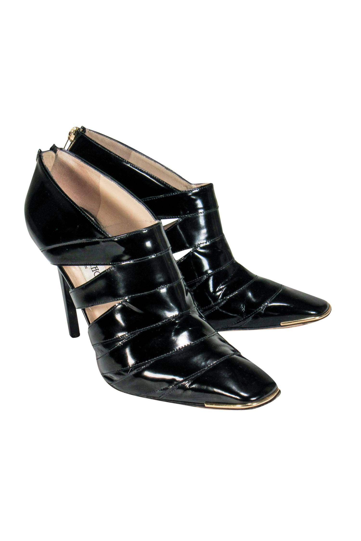 jimmy choo black patent trainers