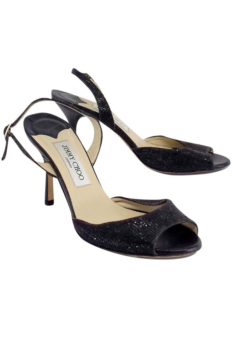 black peep toe slingbacks