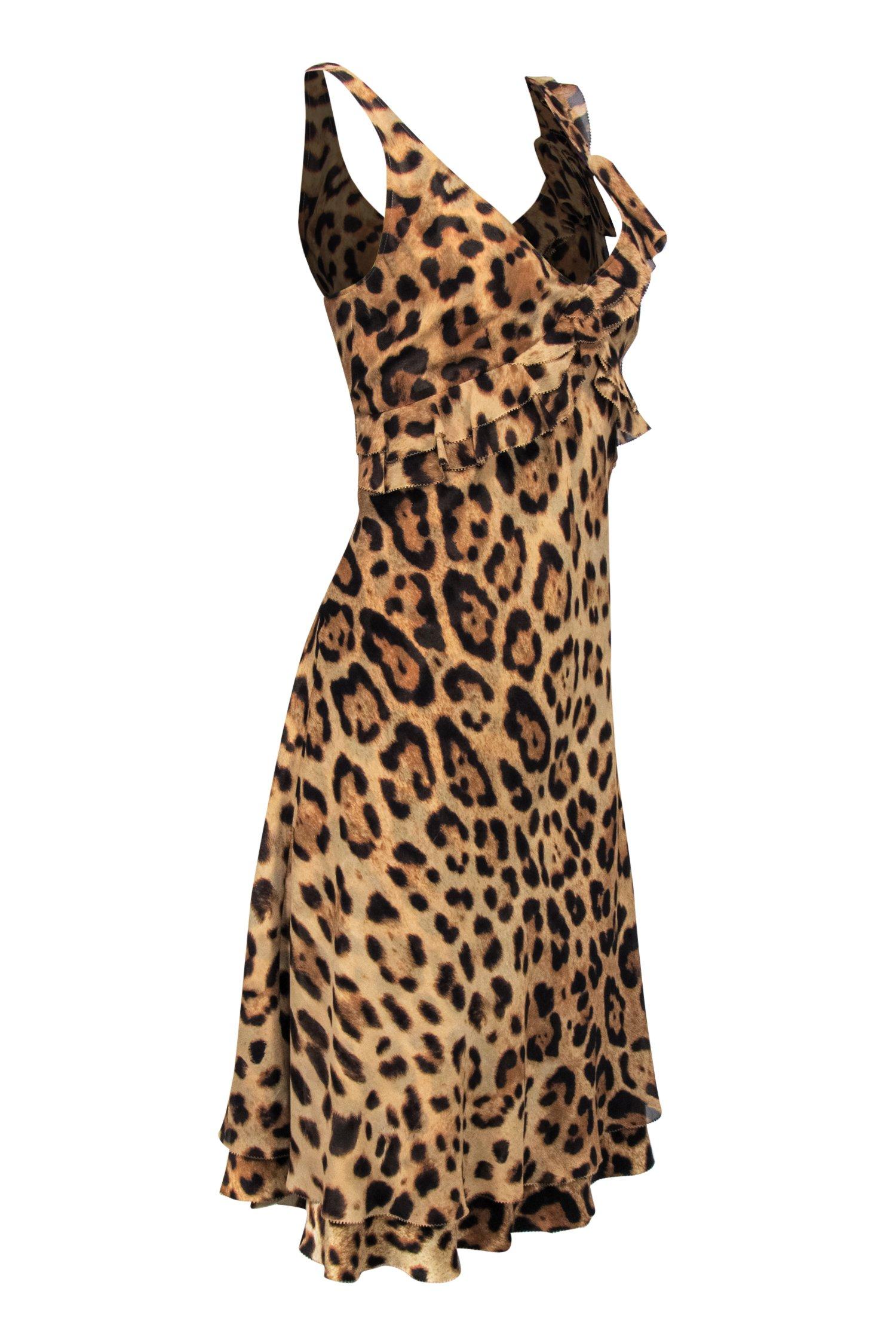 leopard silk midi dress