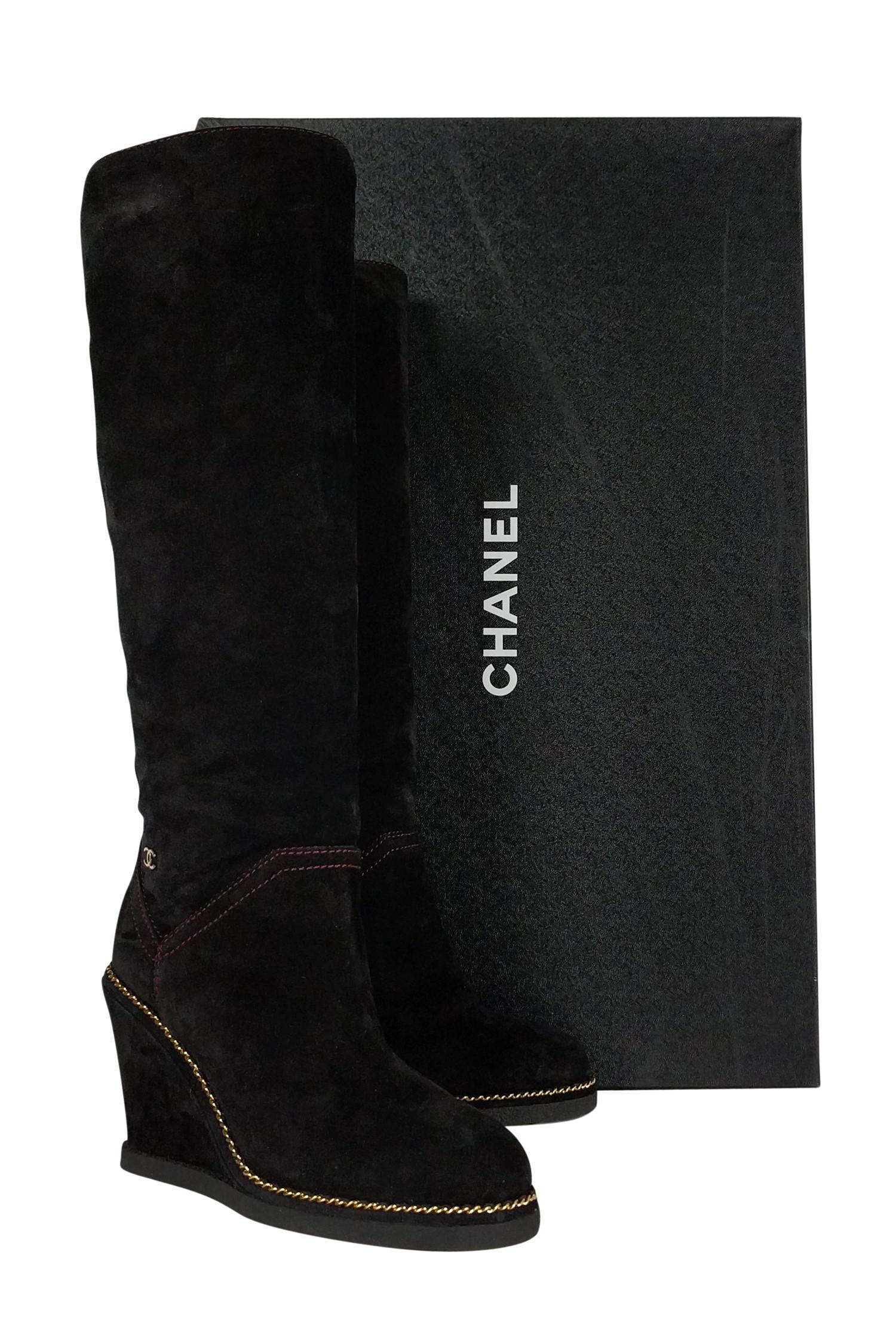 chanel wedge boots