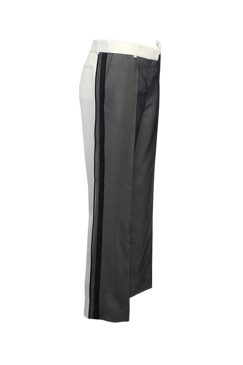 Céline White & Black Overlay Silk Blend Pants - Lyst