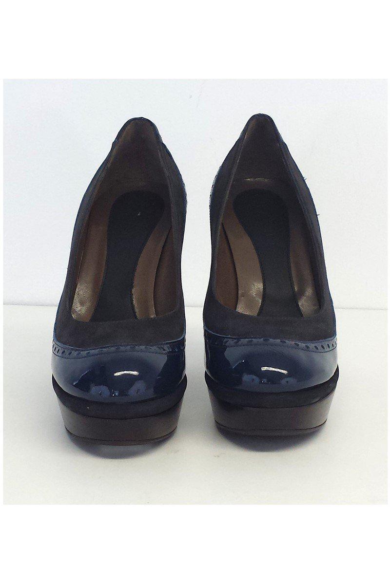 navy patent heels