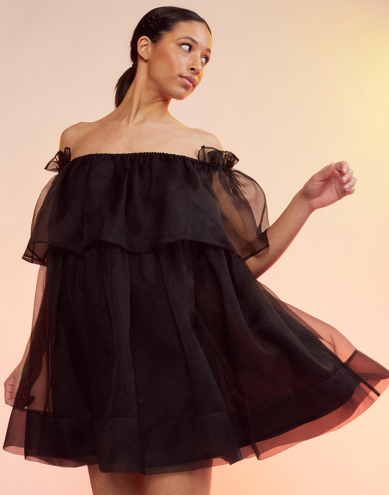 Cynthia Rowley Clara Puff-Sleeve Organza Dress