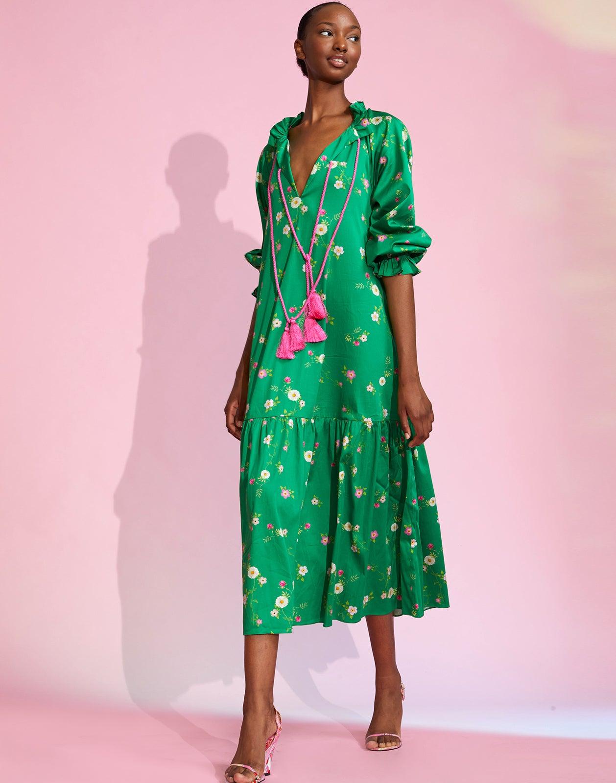 Cynthia Rowley Remi Cotton Dress in Green | Lyst