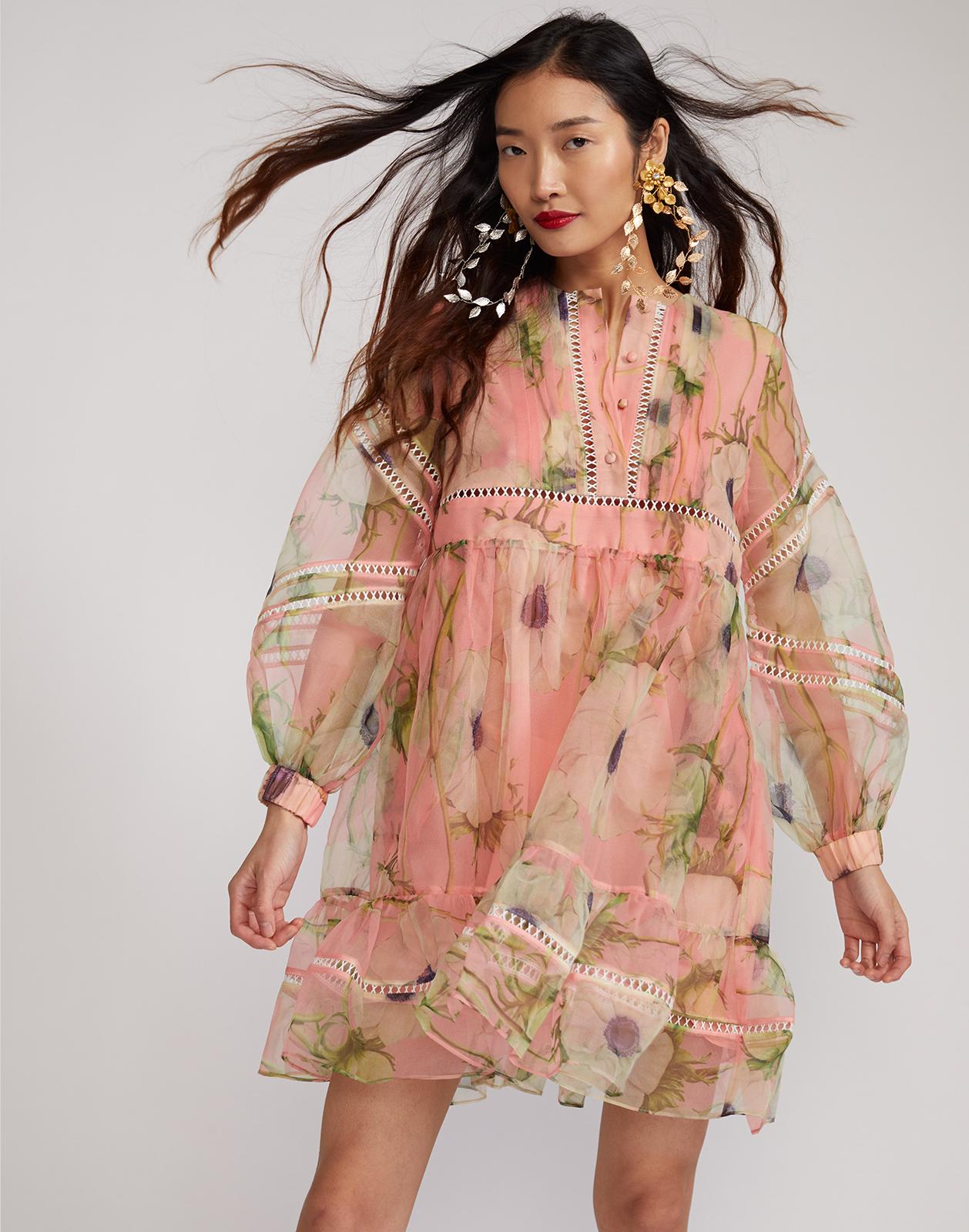 Cynthia Rowley Lace Poppy Organza Dress 