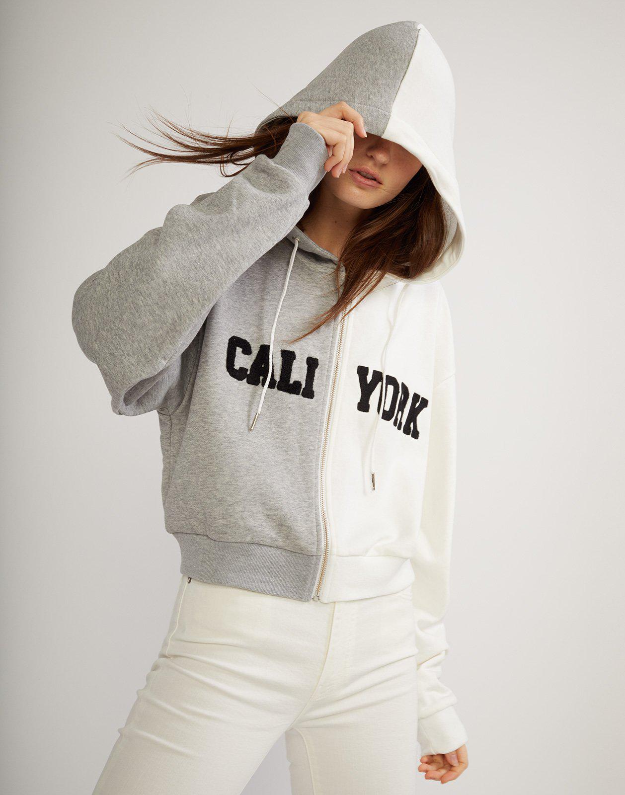 Cynthia Rowley Cotton Caliyork Cropped Zip Up Hoodie in White/Grey (Gray) -  Lyst
