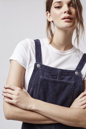navy cord dungaree dress