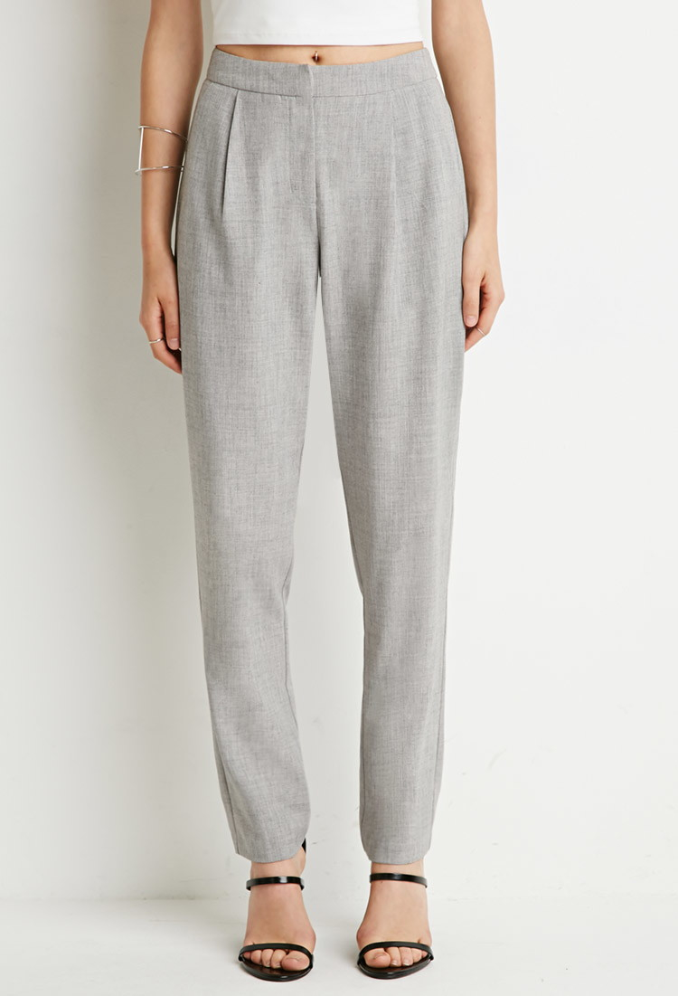 Lyst - Forever 21 Tapered Pleat Trousers in Gray