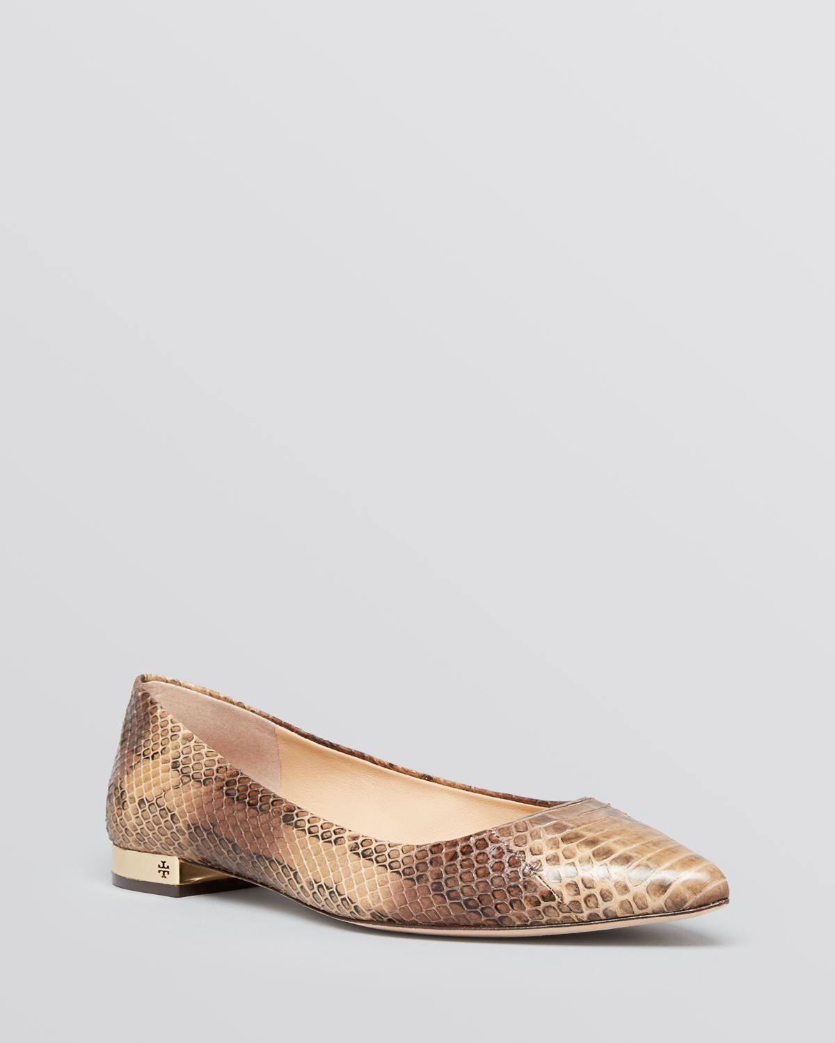 snake print pointed flats