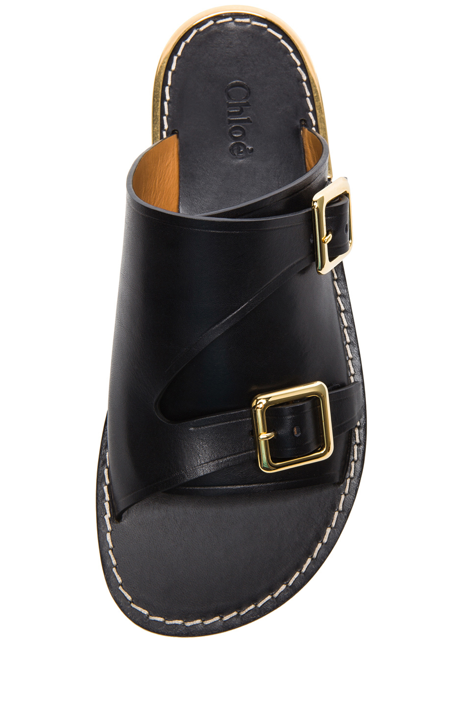 Chlo  Slide Leather  Sandals  in Black  Lyst