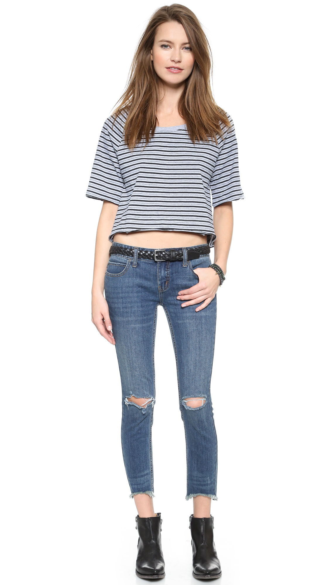 free people give me stripes tee