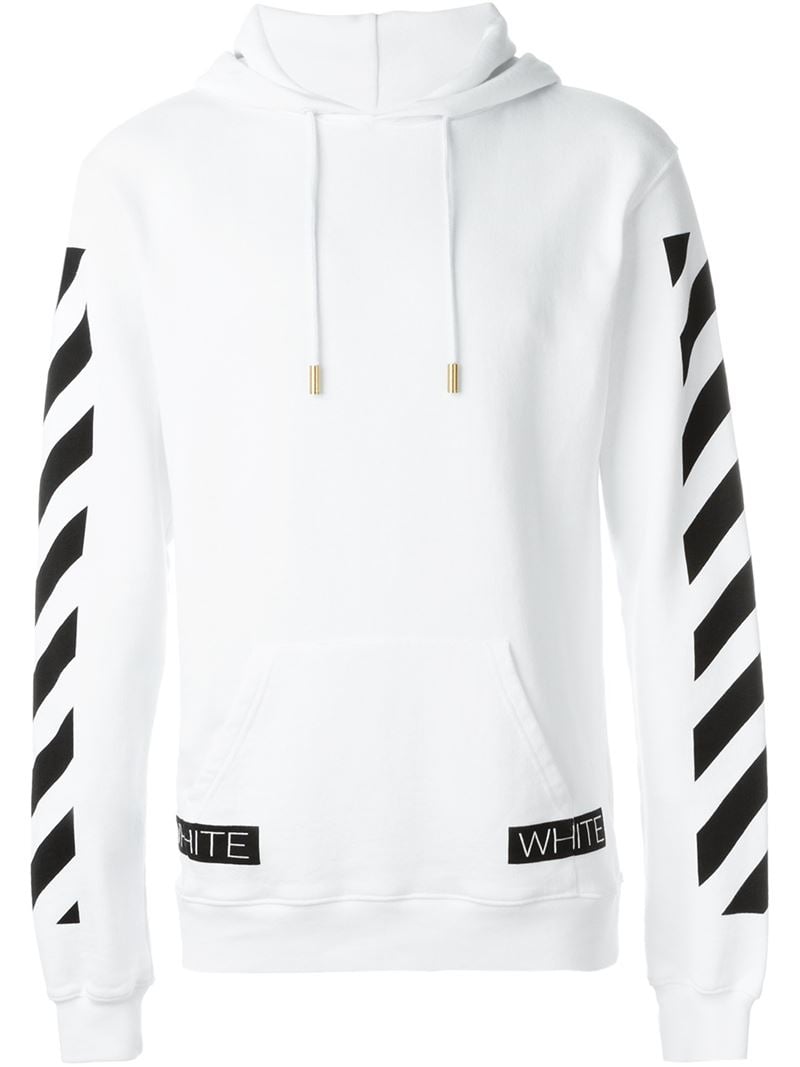 Off-White c/o Virgil Abloh Cotton Striped Sleeve Pullover Hoodie in ...
