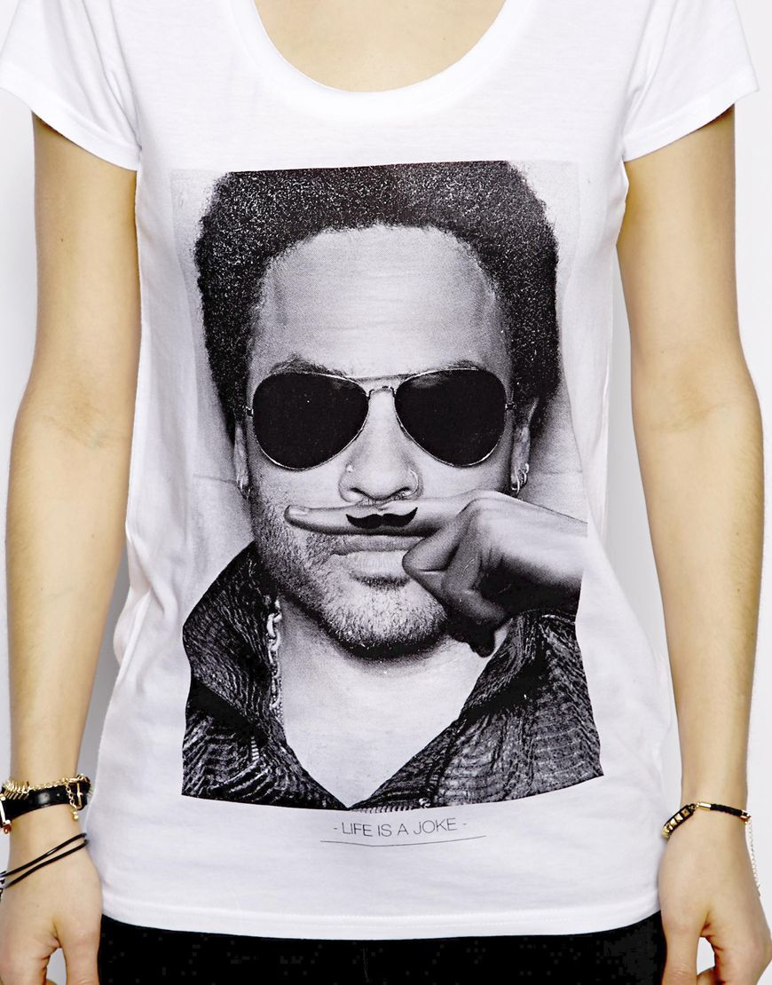 Ward Assimilate Stand up instead ELEVEN PARIS Lenny Kravitz Moustache Tshirt in White | Lyst