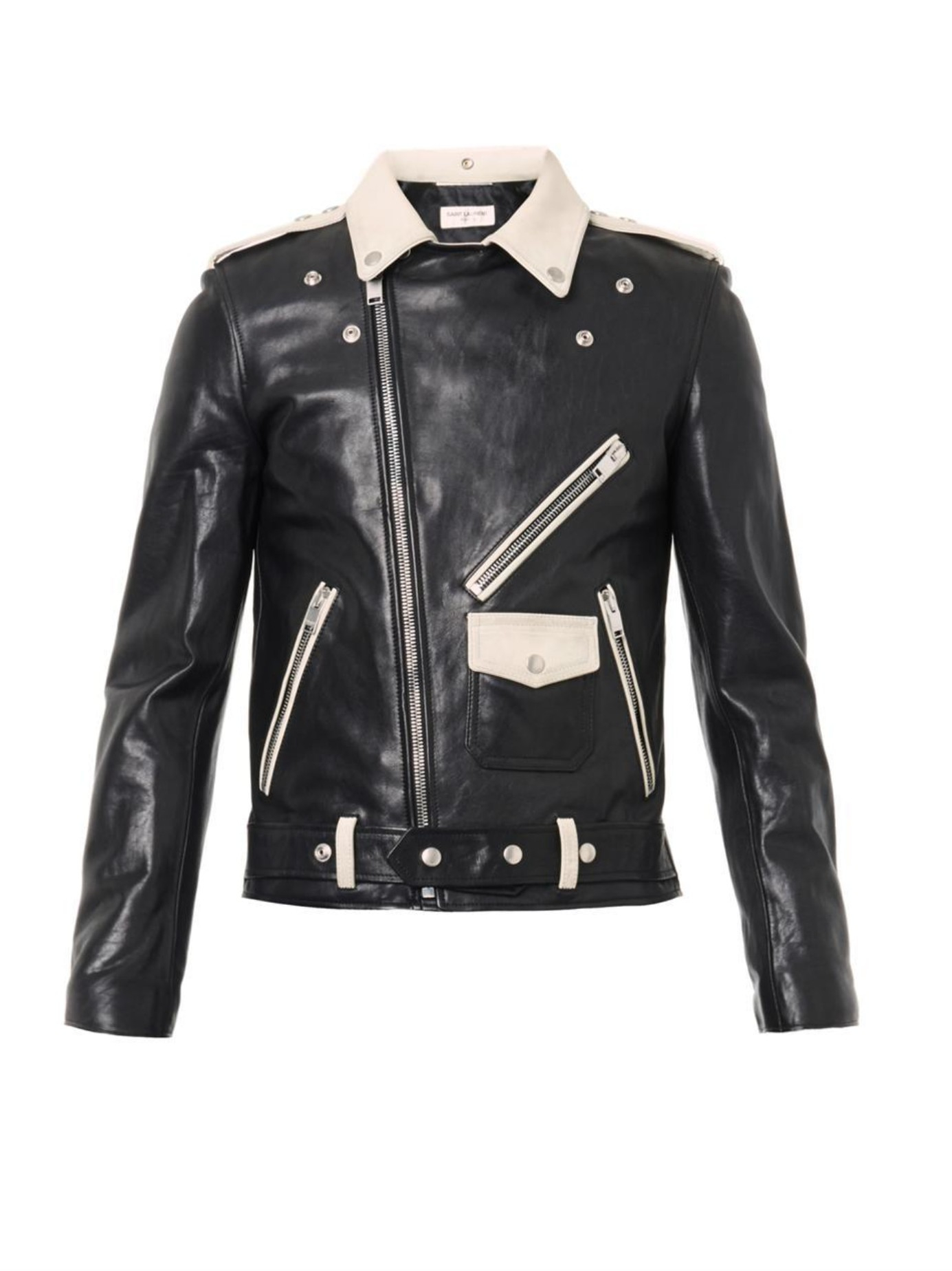 white colour leather jacket
