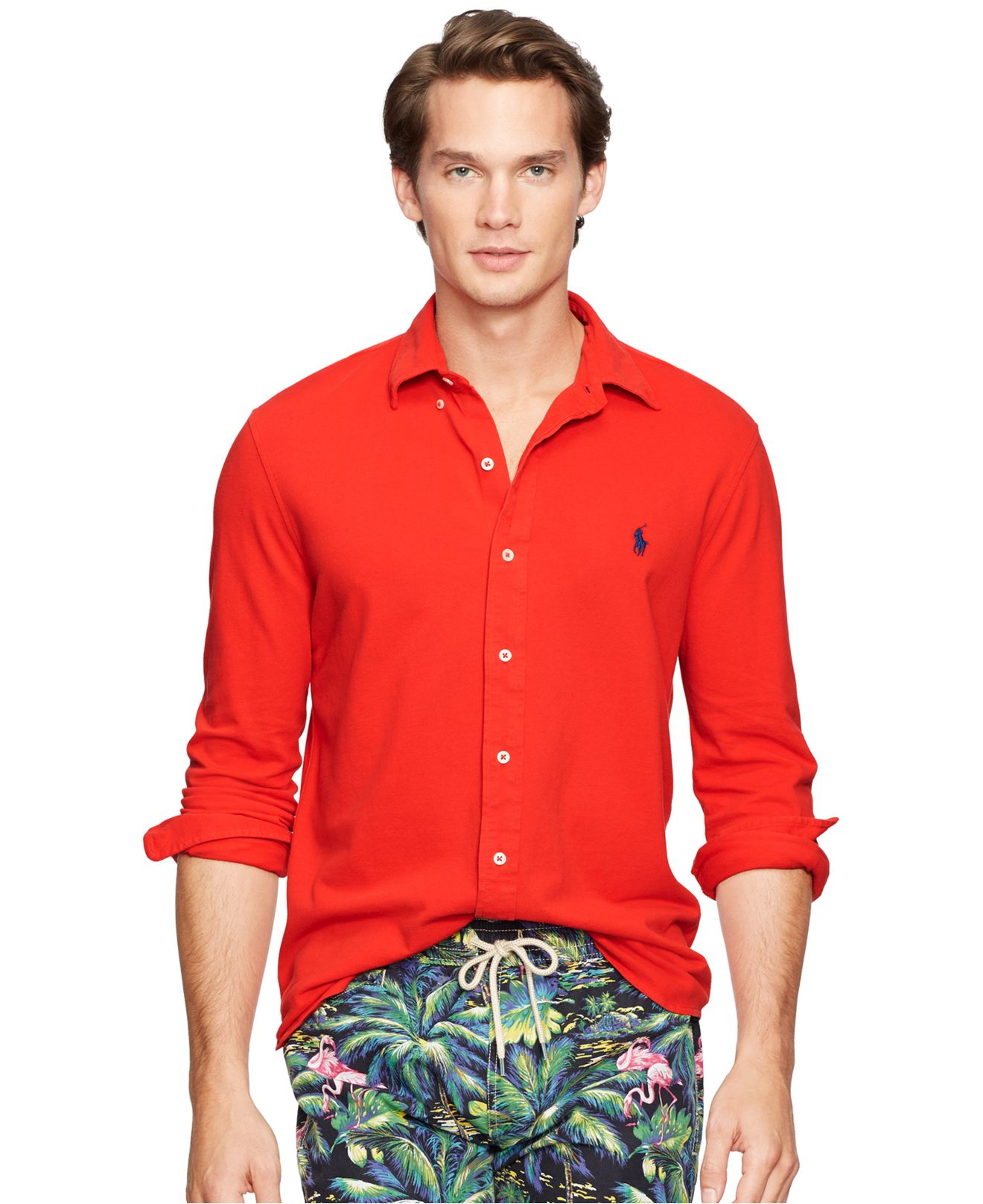 ralph lauren red button down shirt