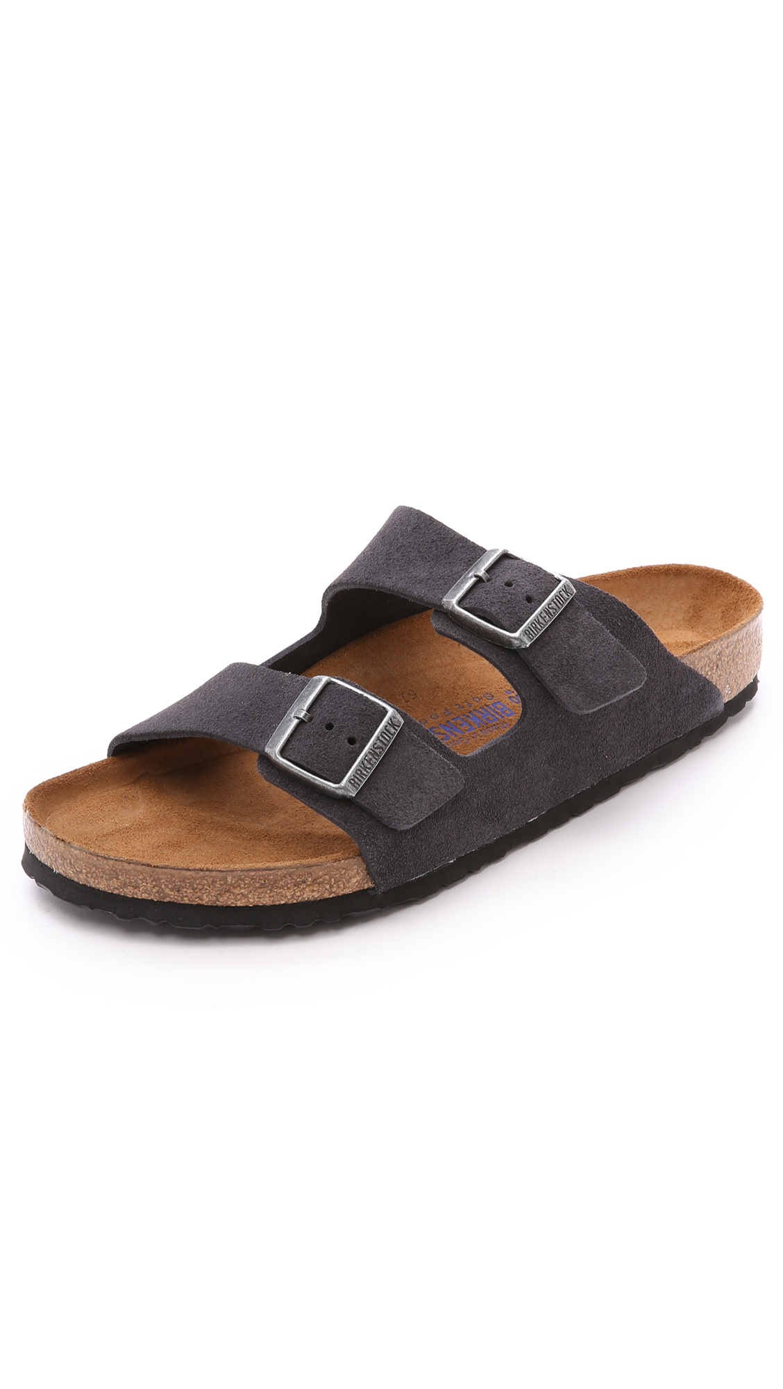 Birkenstock Suede Soft Footbed Arizona Sandals in Gray for Men | Lyst
