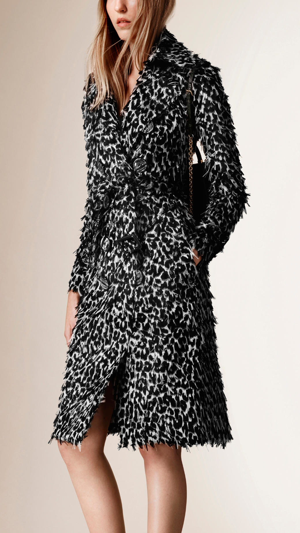 Burberry Animal Print Fil Coupé Trench Coat in Black