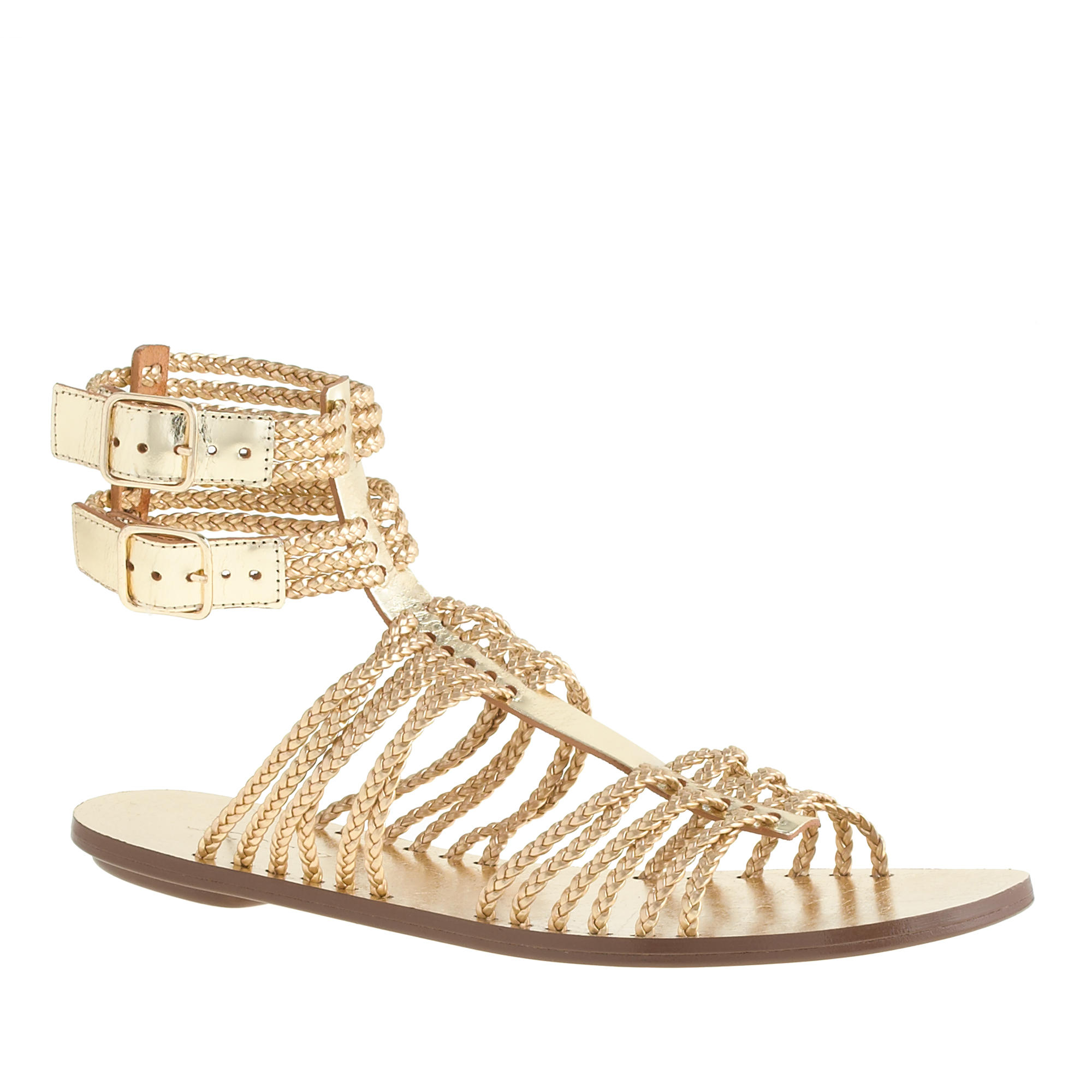 gold braided sandals