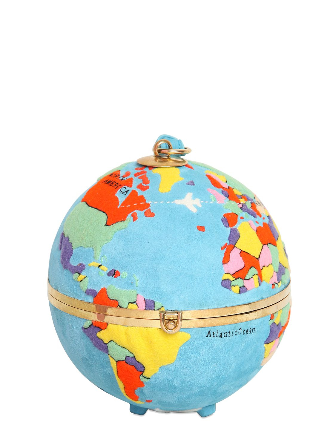 Lyst - Olympia Le-Tan Globe Hand Embroidered Suede Clutch in Blue