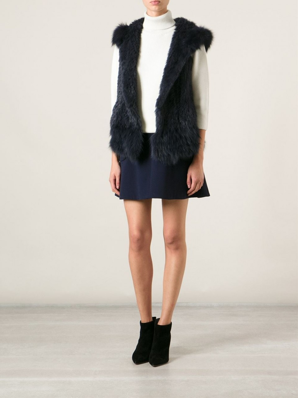 yves salomon rabbit fur vest, deep 